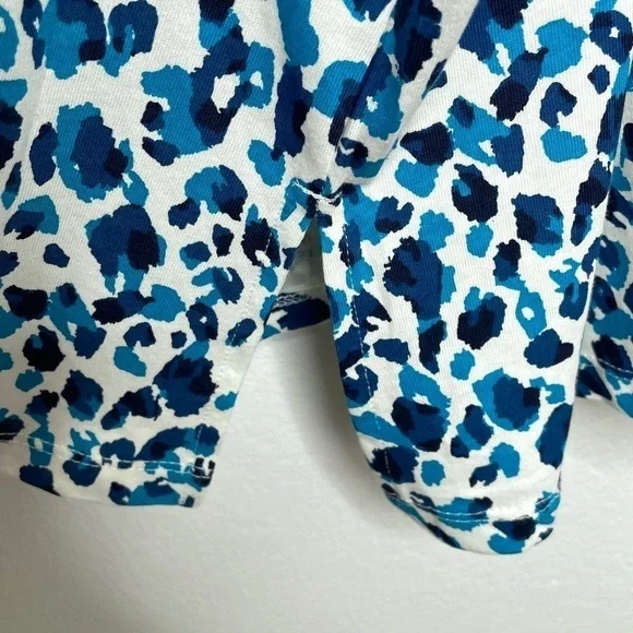 Roaman's Blue Leopard Print Cotton Long Sleeve V Neck Shirt 6X - Picture 3 of 7